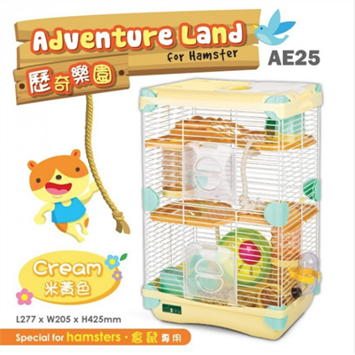 Alice Adventure Land กรงหนูแฮมสเตอร์ 3ชั้น ขนาดเล็ก ไซต์ S อุปกรณ์ครบ (สีครีม) (AE25)